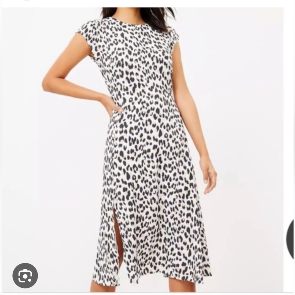 Loft Leopard Print Flutter Sleeve Midi Dress Like… - image 1